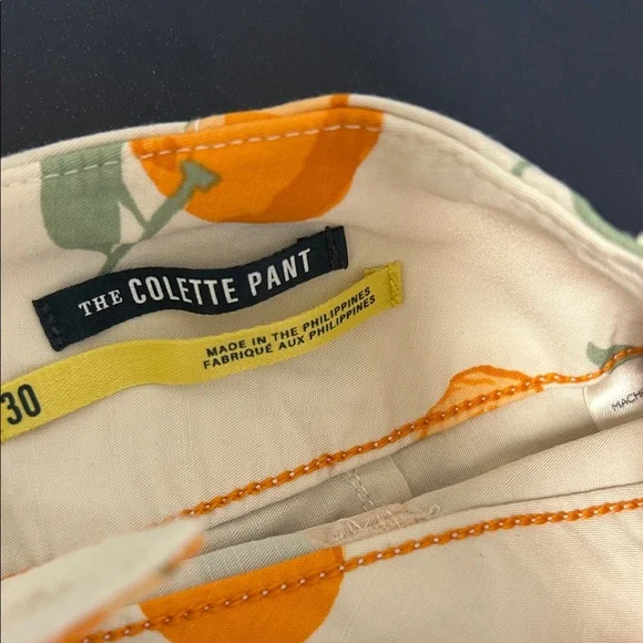 Anthropologie Maeve Colette Pant Orange Print wide Leg. - Picture 12 of 14